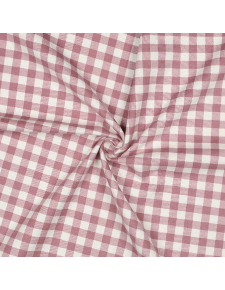 Flanellen stof met grote ruiten - Mauve en ecru