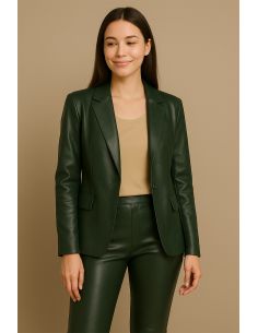 Glanzende stretch imitatiestof voor kleding - Engels groen 2