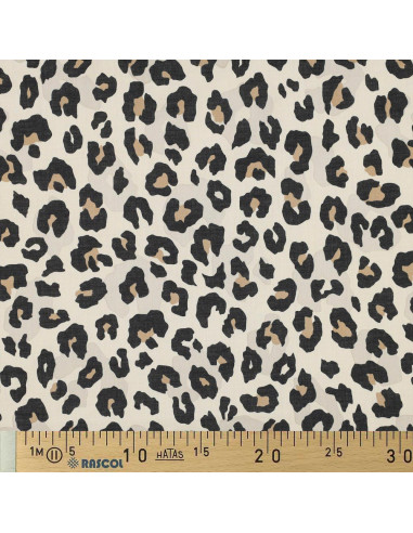Dieren katoenen voile stof - Zandkleurig