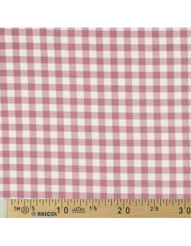 Flanellen stof met grote ruiten - Mauve en ecru