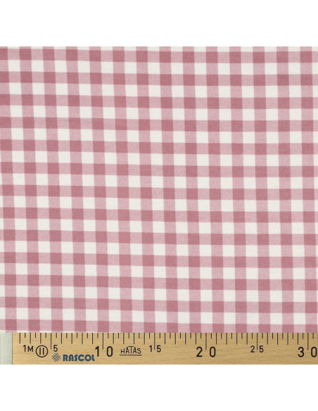 Flanellen stof met grote ruiten - Mauve en ecru