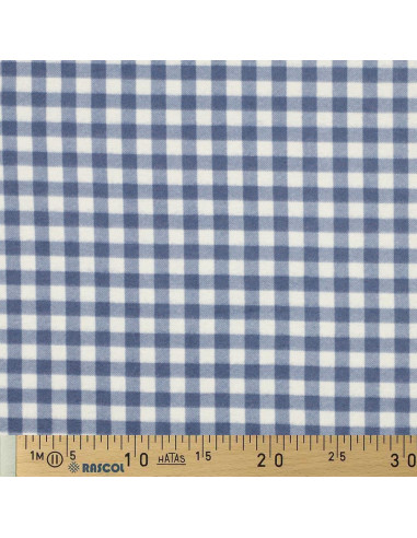 Flanellen stof met grote ruiten - Blauw en ecru