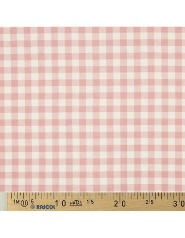 Flanellen stof met grote ruiten - Roze en ecru