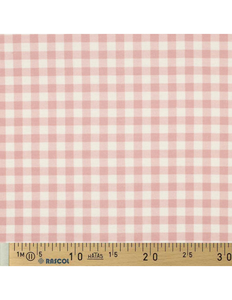 Flanellen stof met grote ruiten - Roze en ecru