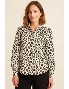 Dieren katoenen voile stof - Zandkleurig 2