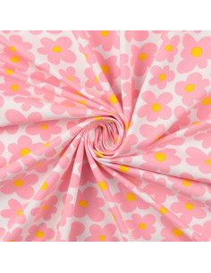 Jersey stof bloemen - Roze