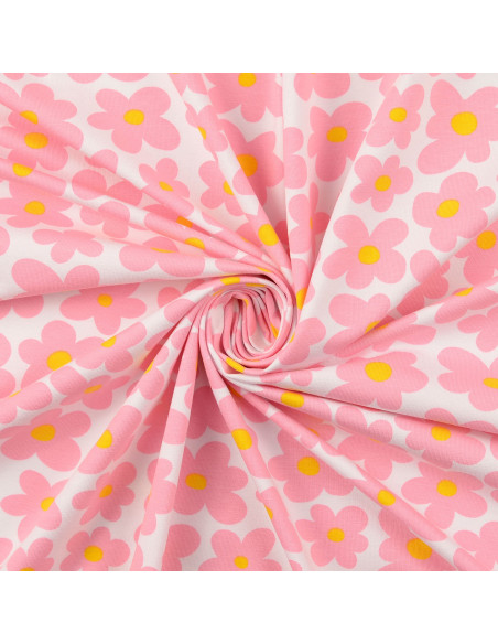 Jersey stof bloemen - Roze