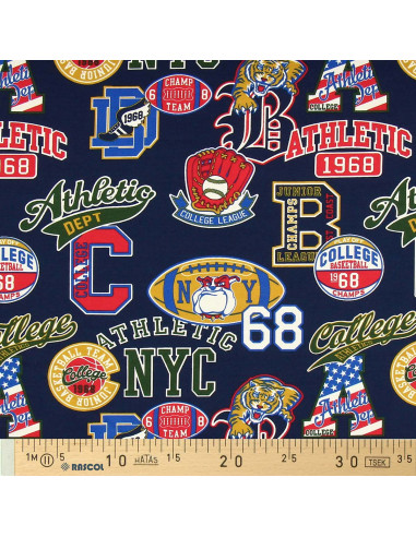 Sweatstof College - Marineblauwe patches