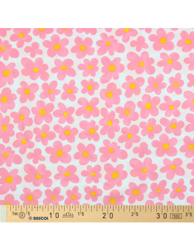 Jersey stof bloemen - Roze