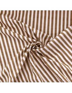 Seersucker stof met brede strepen - Beige en havanna