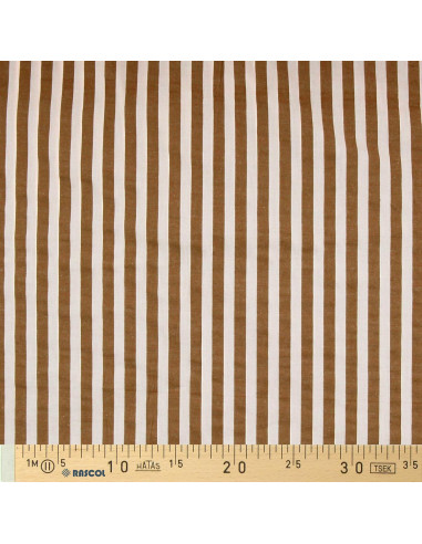 Seersucker-stof met brede strepen - Beige en Havana