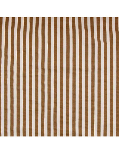 Seersucker-stof met brede strepen - Beige en Havana