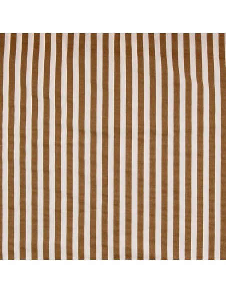 Seersucker-stof met brede strepen - Beige en Havana
