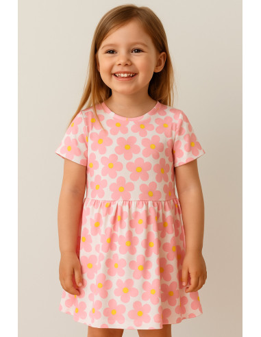 Jersey stof bloemen - Roze