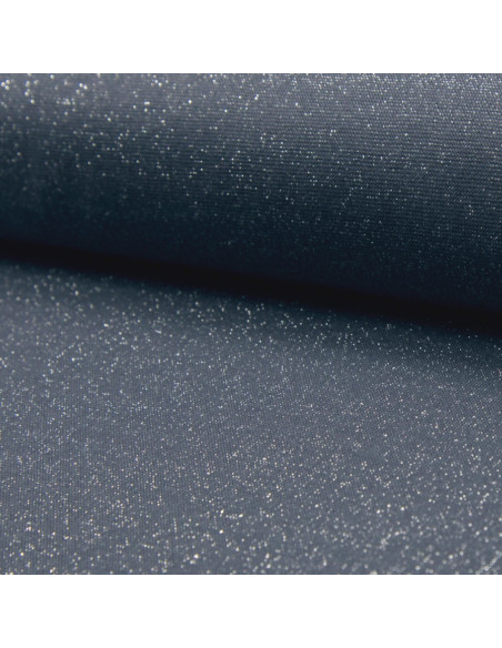 Jersey boordstof lurex - Denim zilver lurex