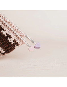 Breistoppers voor breinaalden - Roze harten 2
