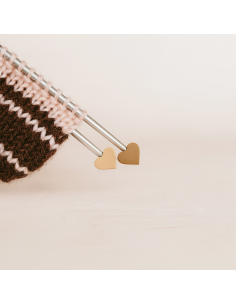 Breistoppers voor breinaalden - Beige harten 2