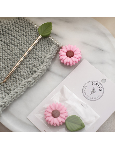 Stekenstoppers voor breinaalden - Roze margriet