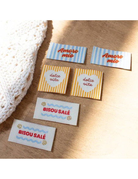 Set van 6 labels om op te naaien - Assortiment Dolce Vita