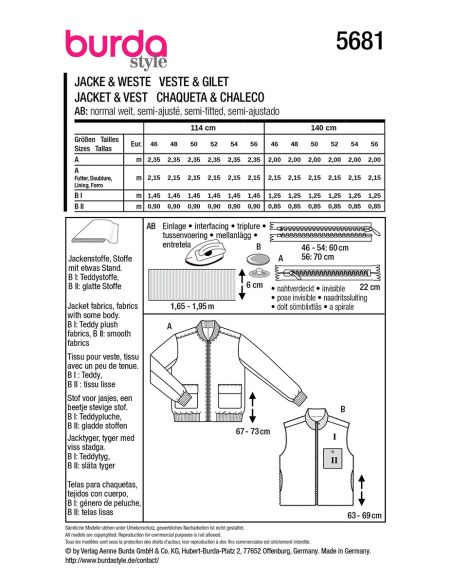 Jas- en vestpatroon - Burda 5681