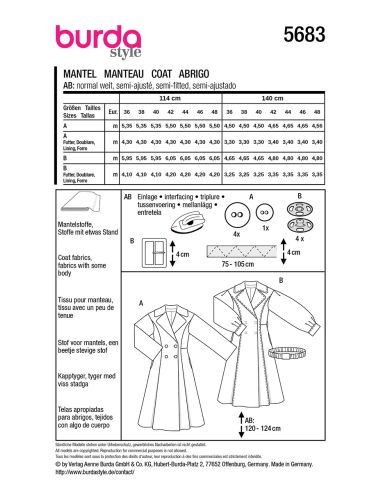 Mantelpatroon - Burda 5683
