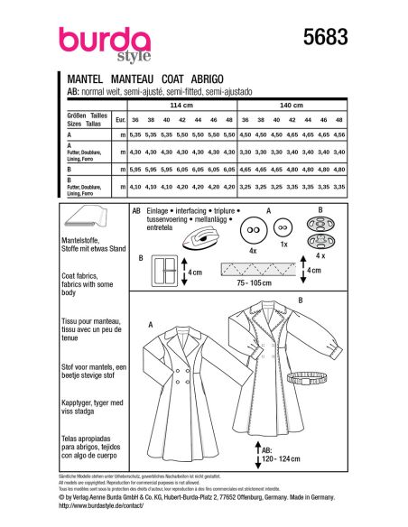 Mantelpatroon - Burda 5683