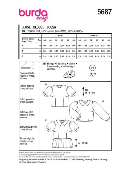 Blousepatroon - Burda 5687