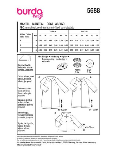 Mantel- en jassenpatroon - Burda 5688