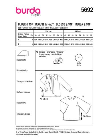 Blousepatroon - Burda 5692