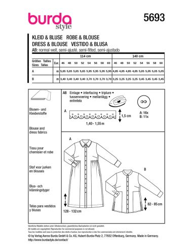 Jurk en blouse patroon - Burda 5693