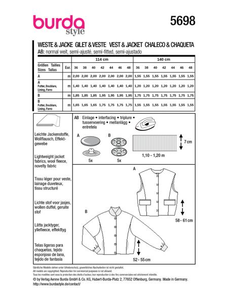 Vest patroon - Burda 5698