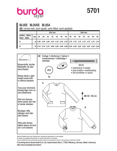 Blousepatroon - Burda 5701