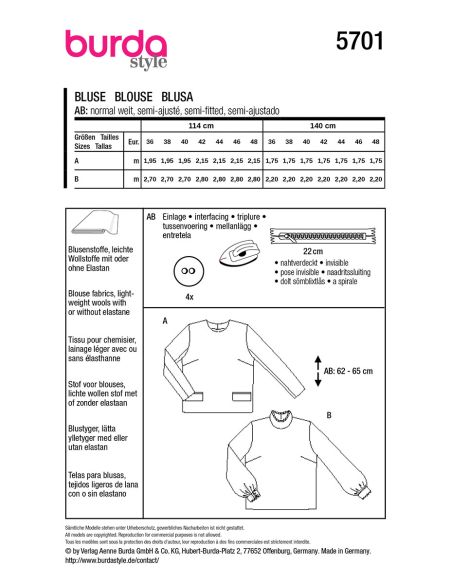 Blousepatroon - Burda 5701