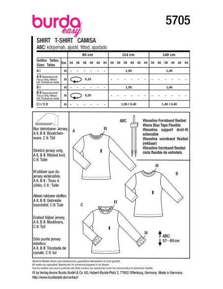 T-shirt patroon - Burda 5705