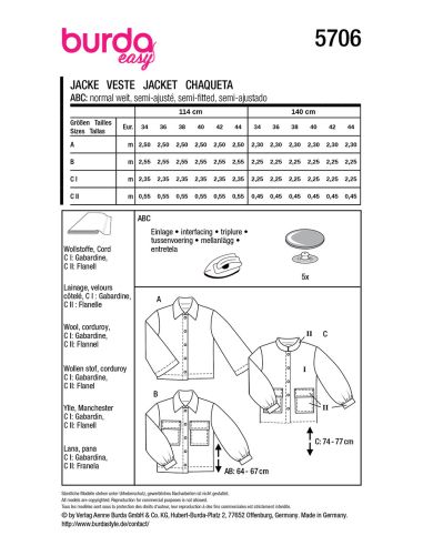 Jas patroon - Burda 5706