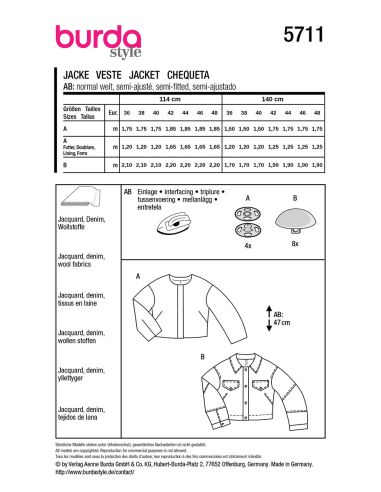 Jas patroon - Burda 5711