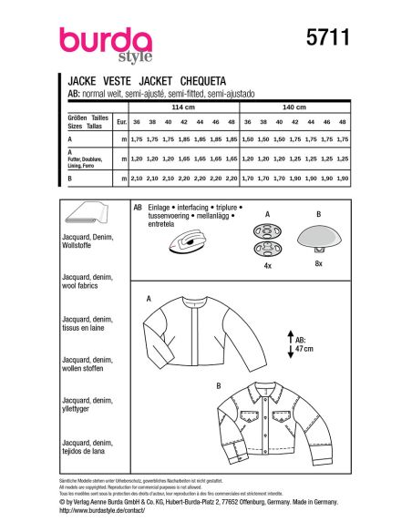 Jas patroon - Burda 5711