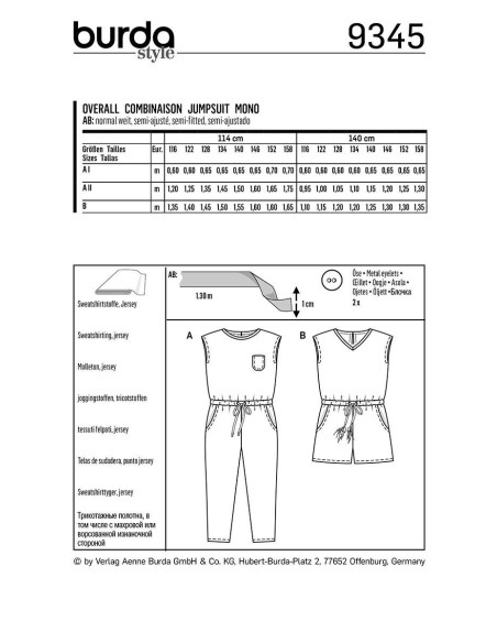 Patroon voor overall - Burda 9345