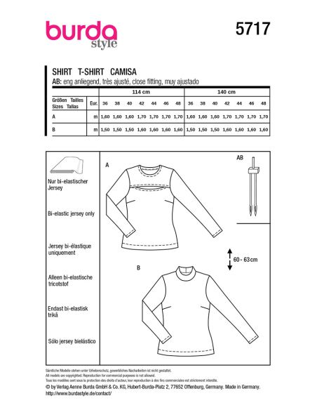 T-shirt patroon - Burda 5717