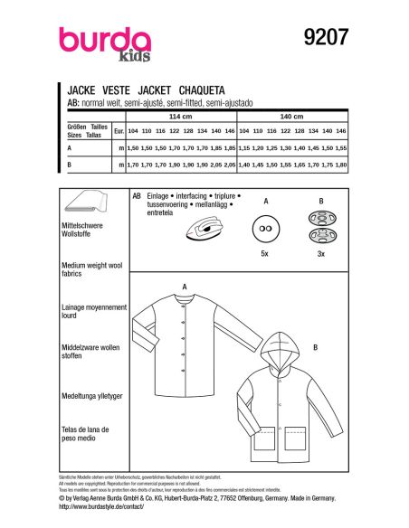 Mantelpatroon - Burda 9207