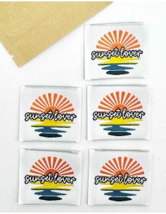 Set van 5 geweven labels om op te naaien Sunset Lover 2