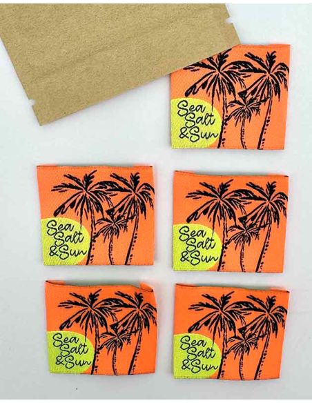 Set van 5 geweven labels om op te naaien Sea Salt & Sun