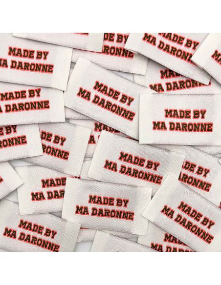 Set van 5 geweven labels om op te naaien By My Daronne - Fluoriserend oranje en kaki