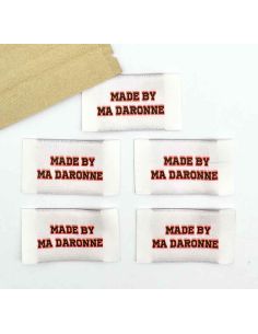 Set van 5 geweven labels om op te naaien By My Daronne - Fluoriserend oranje en kaki 2