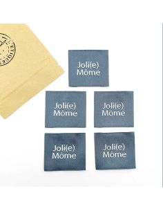 Set van 5 geweven labels om op te naaien Joli Môme grijs 2