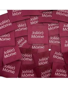 Set van 5 geweven labels om op te naaien Joli Môme bordeaux