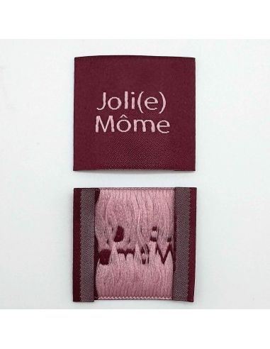 Set van 5 geweven labels om op te naaien Joli Môme bordeaux