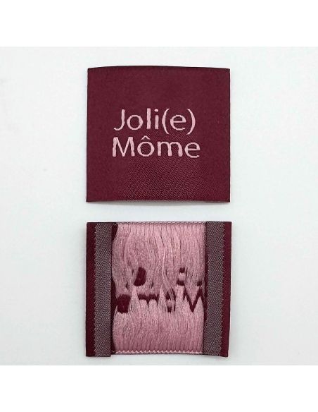 Set van 5 geweven labels om op te naaien Joli Môme bordeaux
