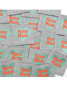 Set van 5 fluorescerende geweven labels om op te naaien Hand Made