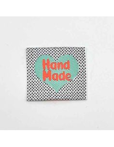 Set van 5 fluorescerende geweven labels om op te naaien Hand Made 2